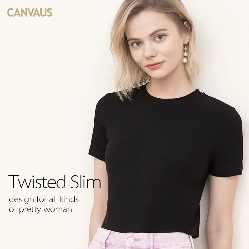 Women's New Round Neck Slim Fit T-Shirt Brown