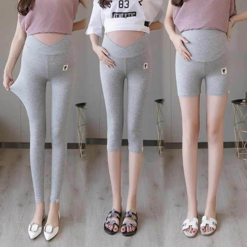 Pregnant Women's Grey Cross Modal Leggings Low Waist - Image 15