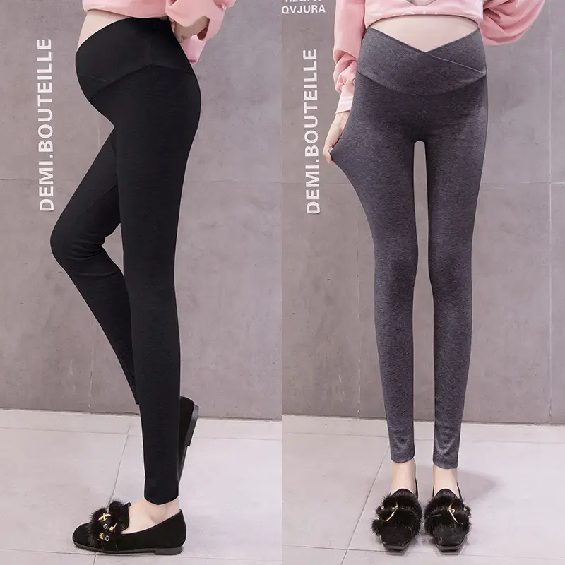 Pregnant Women's Grey Cross Modal Leggings Low Waist - Image 17