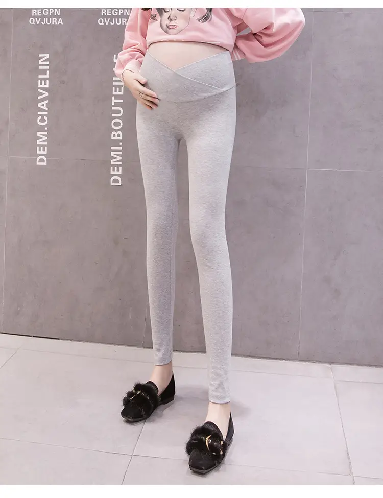 Pregnant Women's Grey Cross Modal Leggings Low Waist — feature 10
