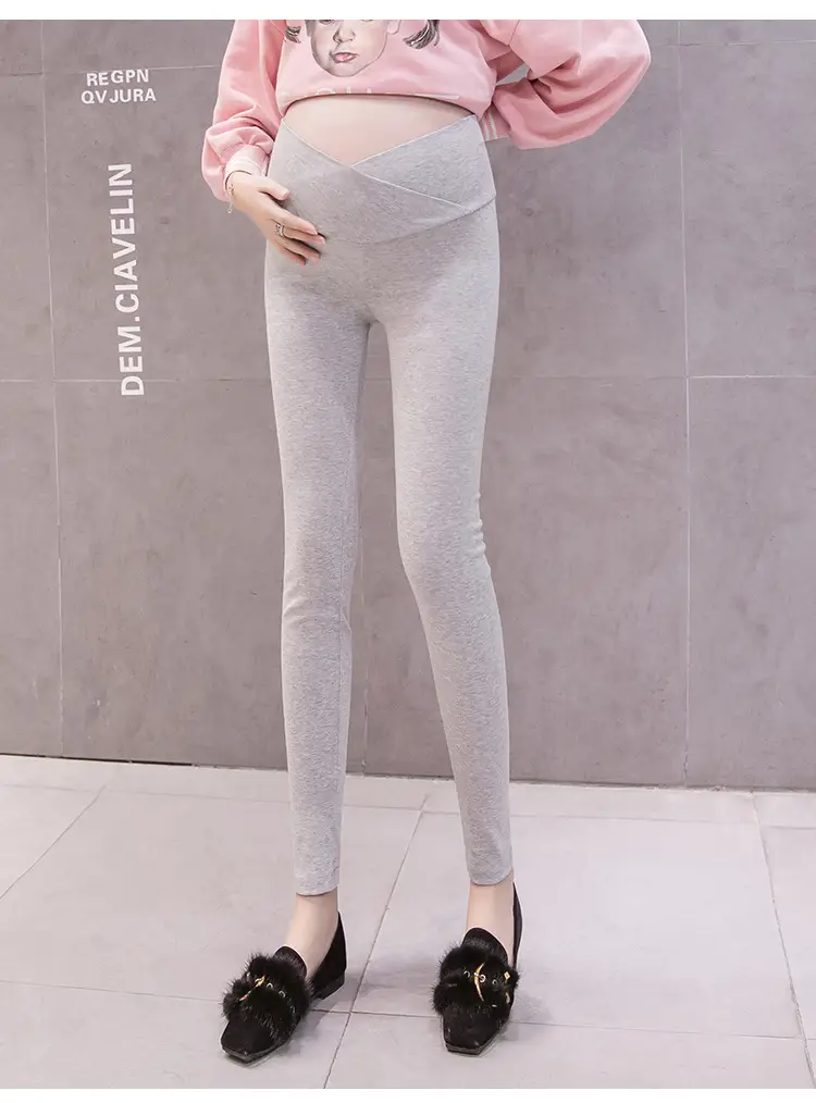 Pregnant Women's Grey Cross Modal Leggings Low Waist — feature 11