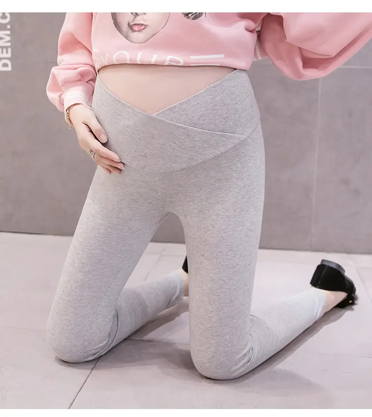 Pregnant Women's Grey Cross Modal Leggings Low Waist — feature 12