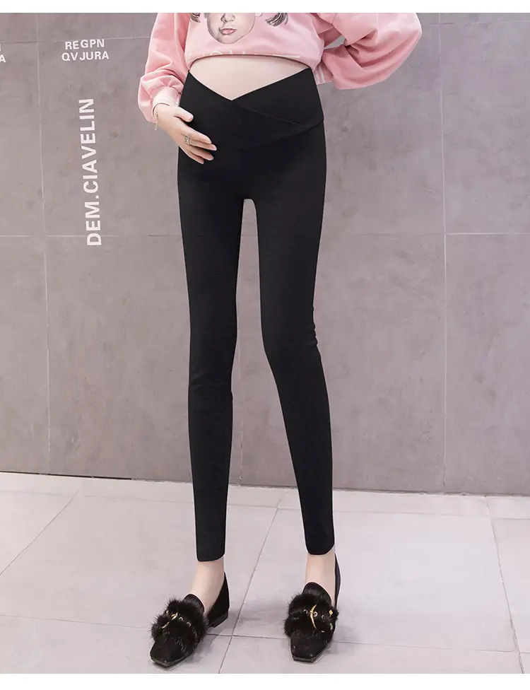Pregnant Women's Grey Cross Modal Leggings Low Waist — feature 16