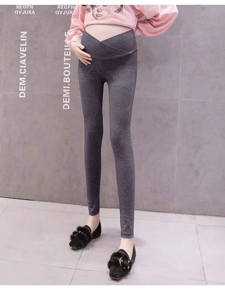Pregnant Women's Grey Cross Modal Leggings Low Waist — feature 21