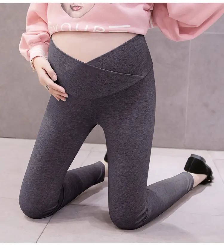 Pregnant Women's Grey Cross Modal Leggings Low Waist — feature 22