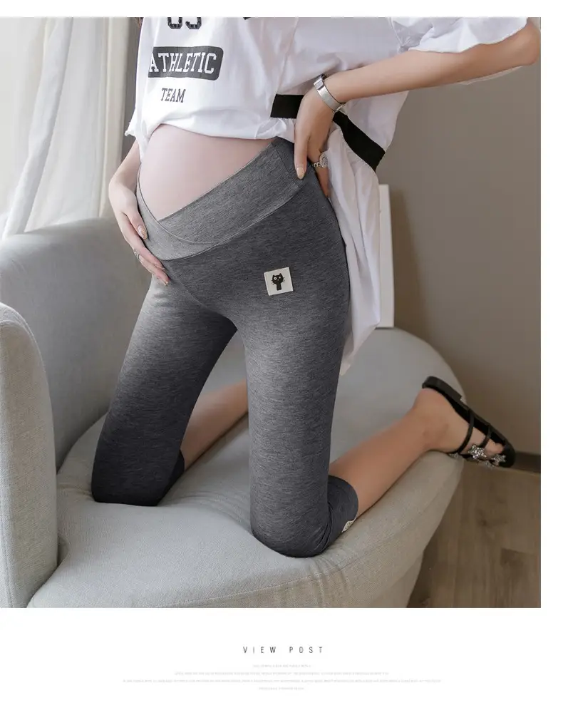 Pregnant Women's Grey Cross Modal Leggings Low Waist - Image 10