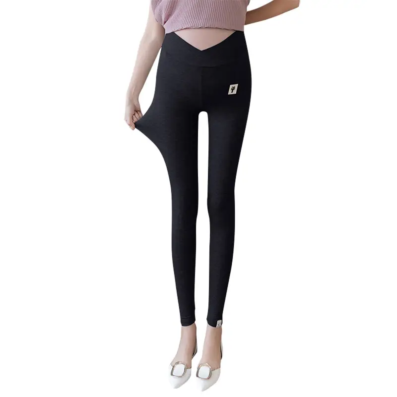 Pregnant Women's Grey Cross Modal Leggings Low Waist - Image 11