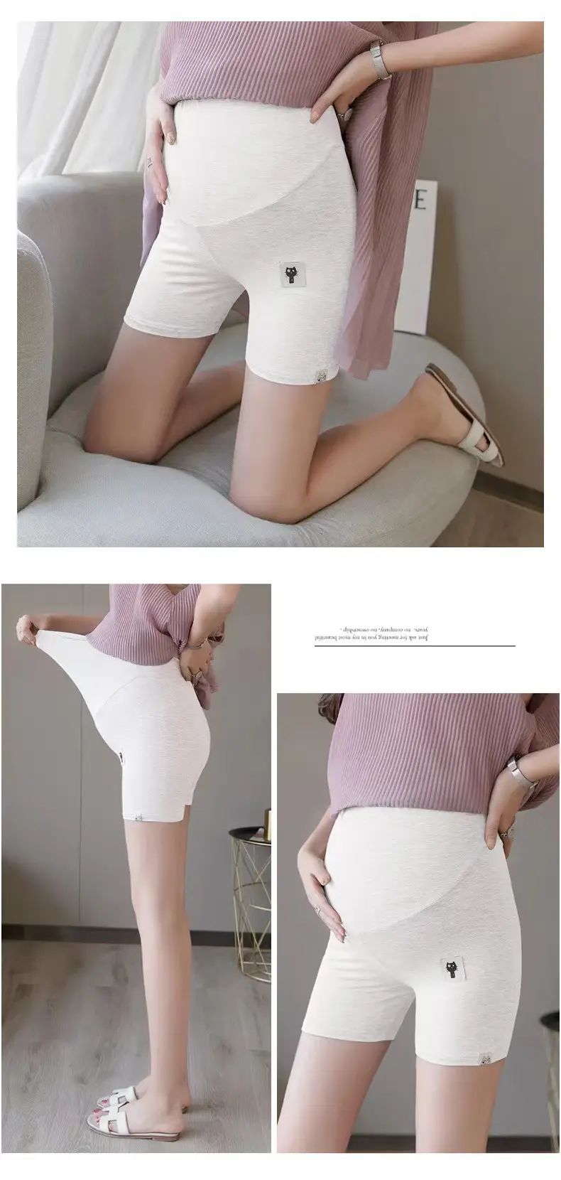 Pregnant Women's Grey Cross Modal Leggings Low Waist - Image 6