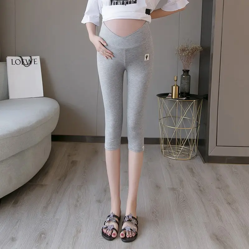 Pregnant Women's Grey Cross Modal Leggings Low Waist - Image 8