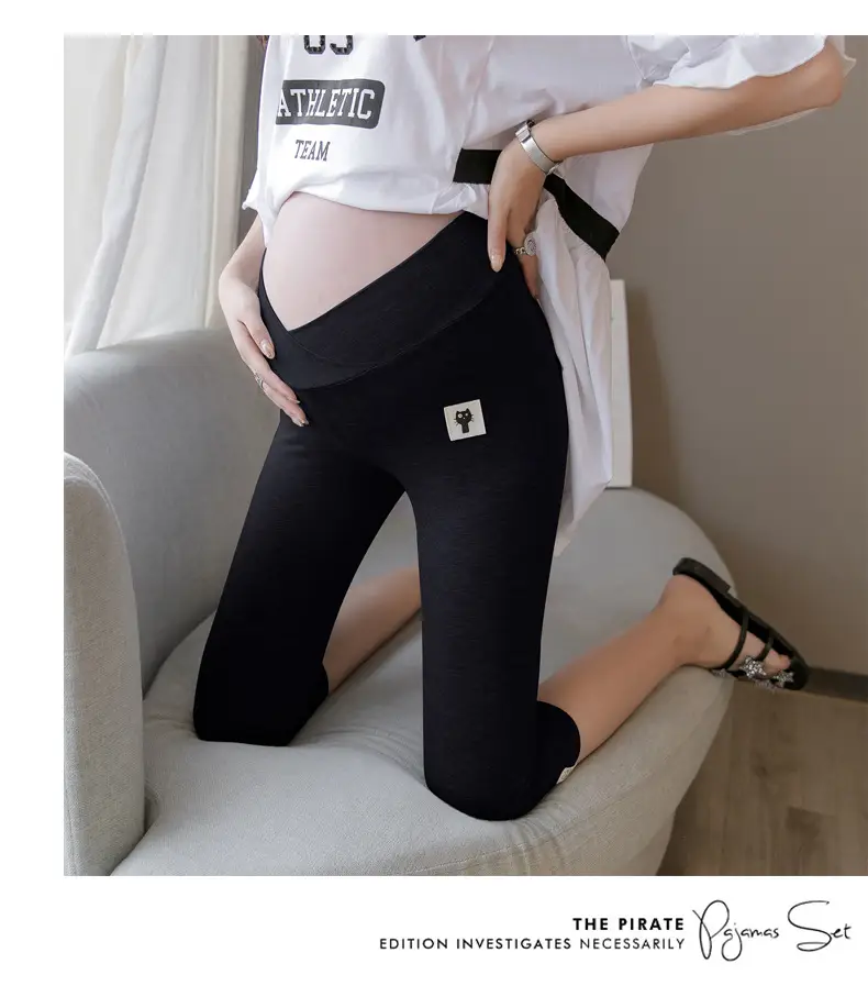 Pregnant Women's Grey Cross Modal Leggings Low Waist - Image 9