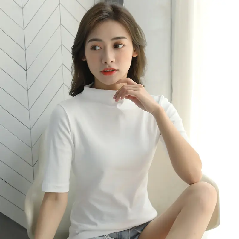 Women's Grey Half-Sleeve T-Shirt Modal Slim Fit 2023 - Image 2