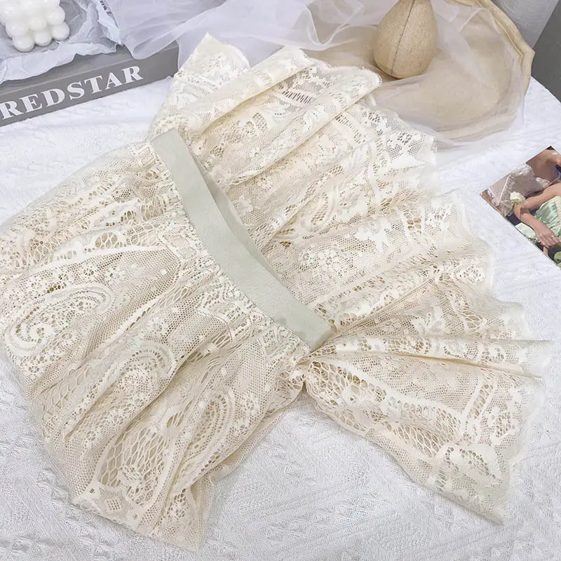 French Lace Midi Skirt Women White 2021 Spring - Image 3