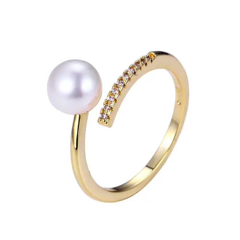Adjustable Zircon Pearl Ring for Women - Image 7