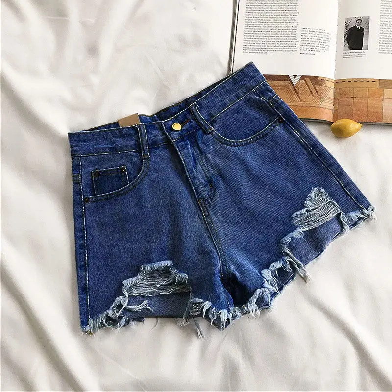 Ripped Denim Shorts Women 2021 Slim Fit Black - Image 2