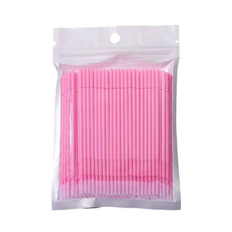 Pink Cotton Eyelash Swab Long Head Multifunctional Cleaning Stick