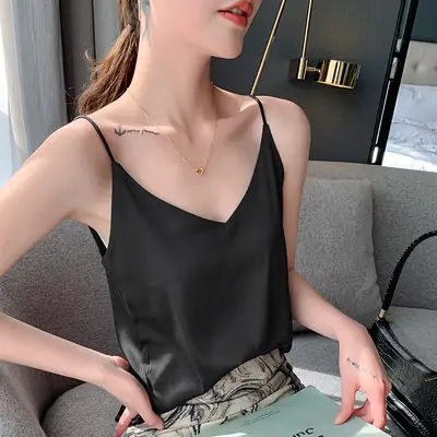 Women's V Neck Satin Camisole Large Size - Image 12