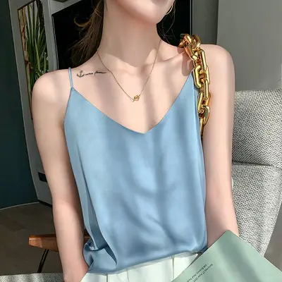 Women's V Neck Satin Camisole Large Size - Image 16