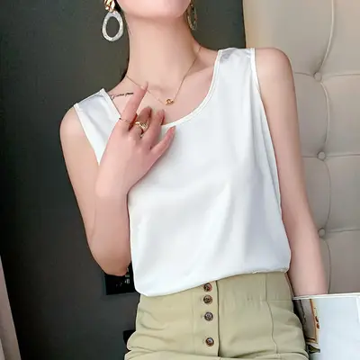 Women's V Neck Satin Camisole Large Size - Image 19