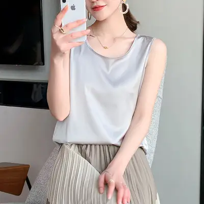 Women's V Neck Satin Camisole Large Size - Image 24