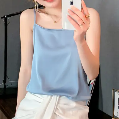 Women's V Neck Satin Camisole Large Size - Image 28