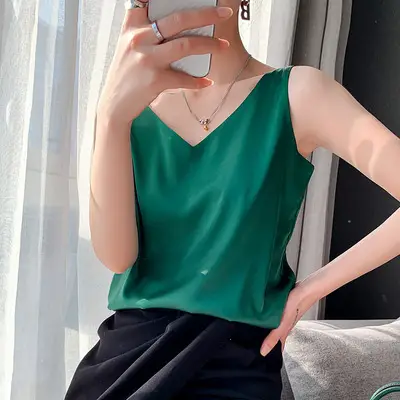 Women's V Neck Satin Camisole Large Size - Image 7