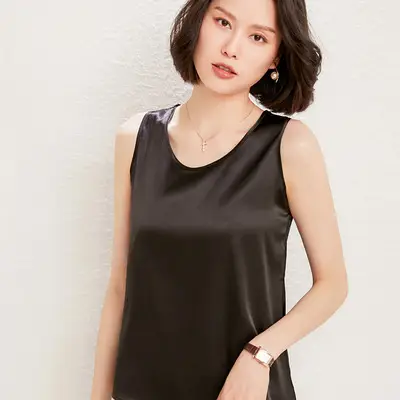 Women's New Silk Camisole Vest Light Grey Spring Summer - Image 4
