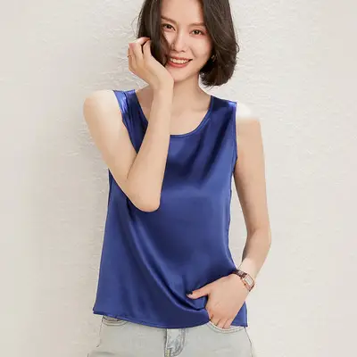 Women's New Silk Camisole Vest Light Grey Spring Summer - Image 6