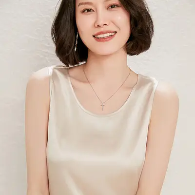 Women's New Silk Camisole Vest Light Grey Spring Summer - Image 7