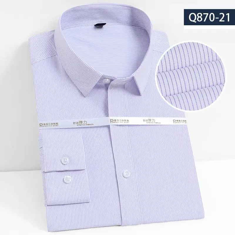 Men's Lavender Bamboo Fiber Long Sleeve Shirt A350-2 - Image 12