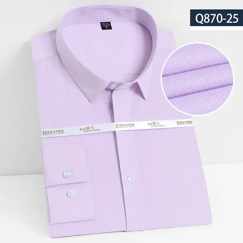 Men's Lavender Bamboo Fiber Long Sleeve Shirt A350-2 - Image 14