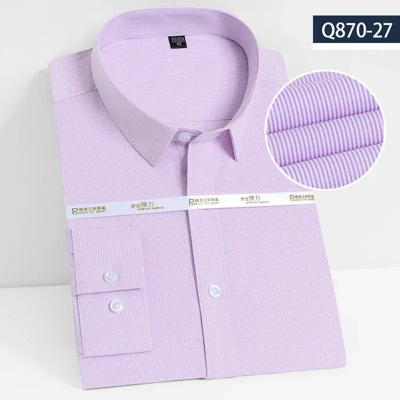 Men's Lavender Bamboo Fiber Long Sleeve Shirt A350-2 - Image 16