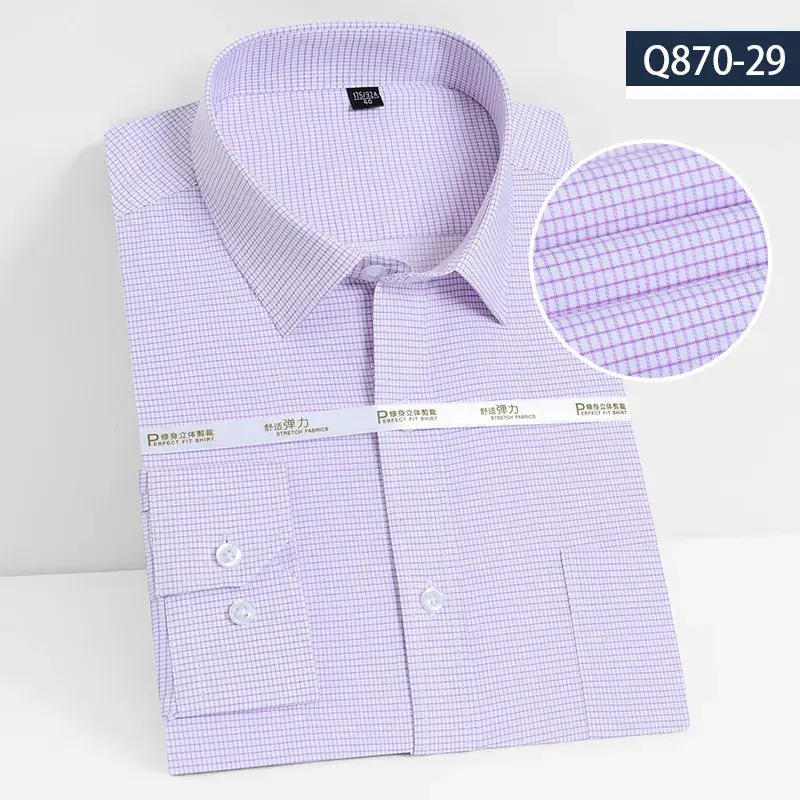 Men's Lavender Bamboo Fiber Long Sleeve Shirt A350-2 - Image 18