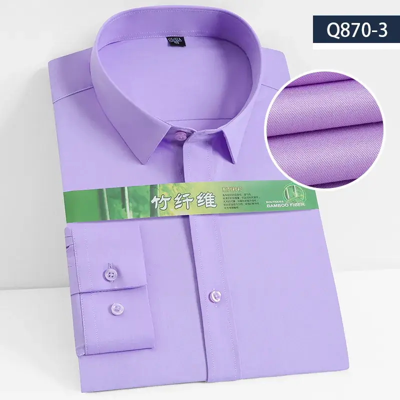 Men's Lavender Bamboo Fiber Long Sleeve Shirt A350-2 - Image 3