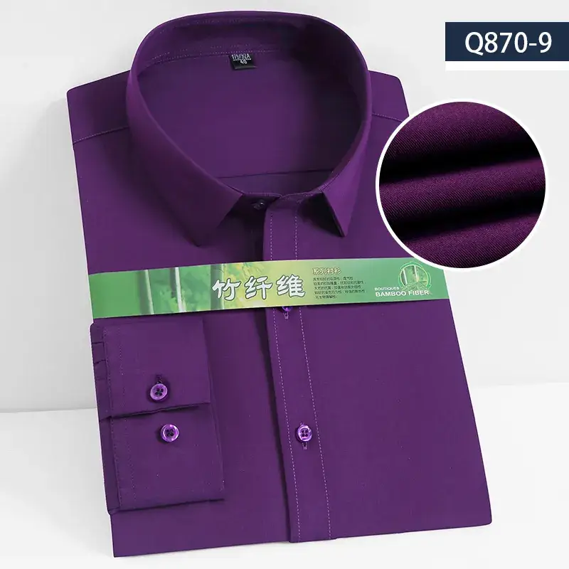 Men's Lavender Bamboo Fiber Long Sleeve Shirt A350-2 - Image 8