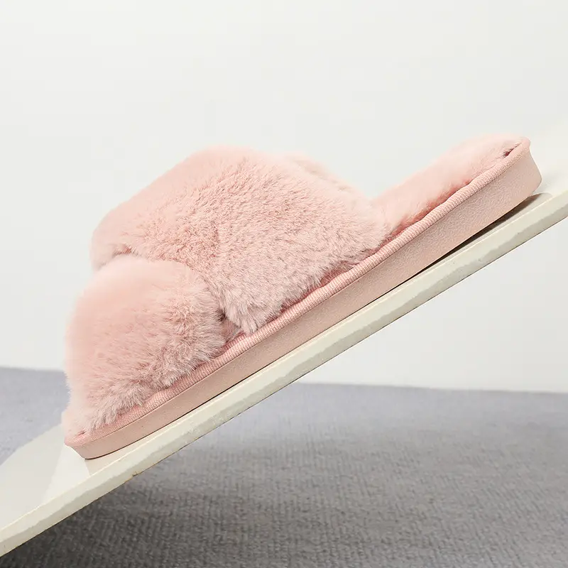 New plush slippers women's foreign trade cross-section fluffy slippers Amazon cross-border leisure warm cotton slippers manufacturers