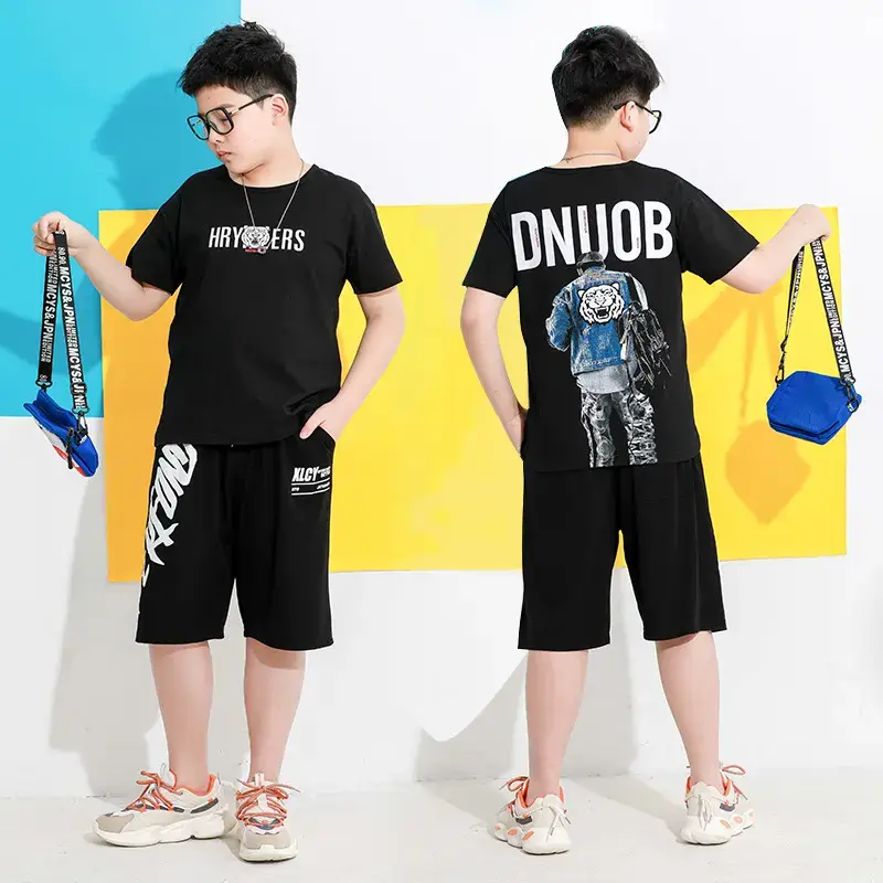 Fat Men Black Graphic Shorts Set Medium to XL - Image 8