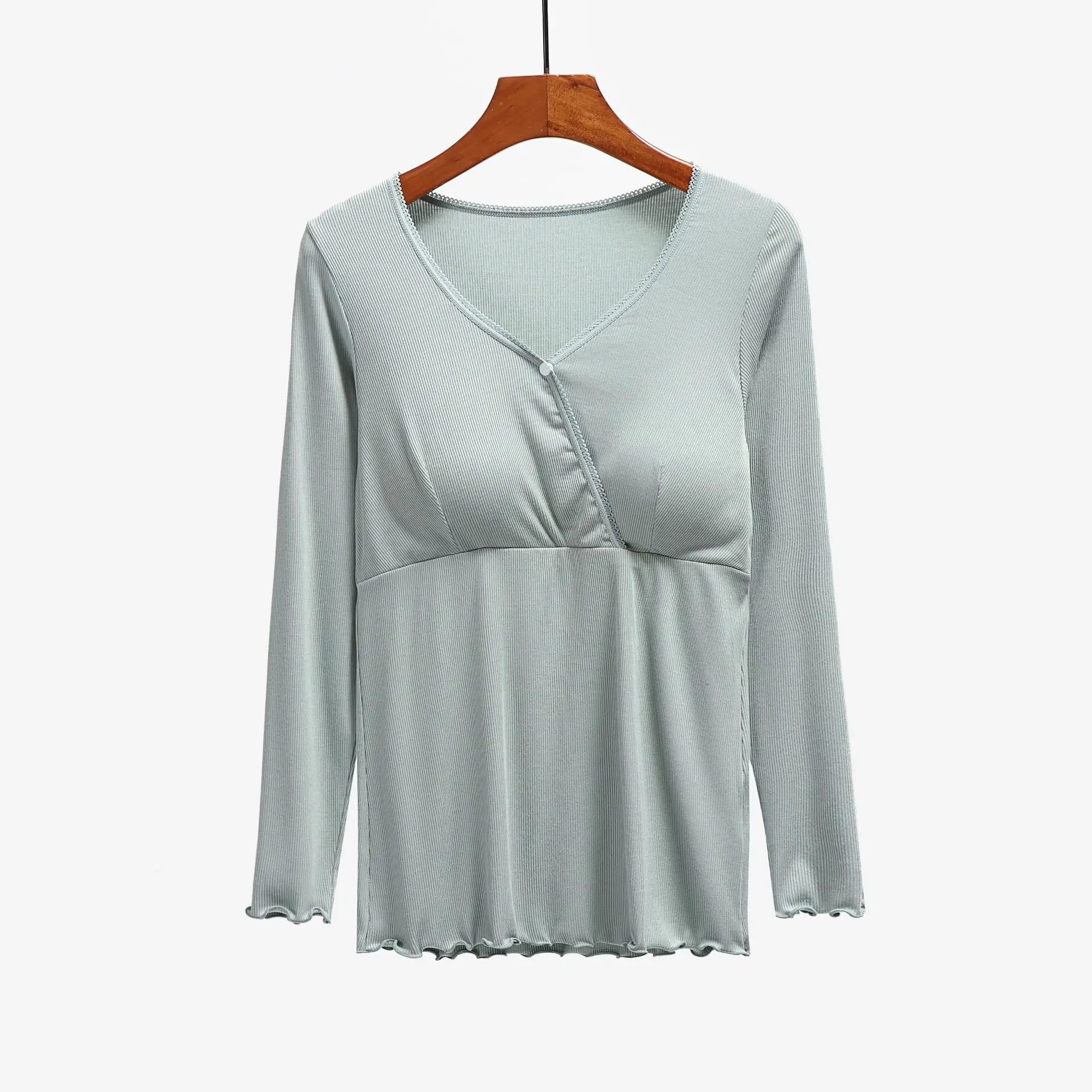 Yellow Long Sleeve V-Neck Nursing Top for Women
