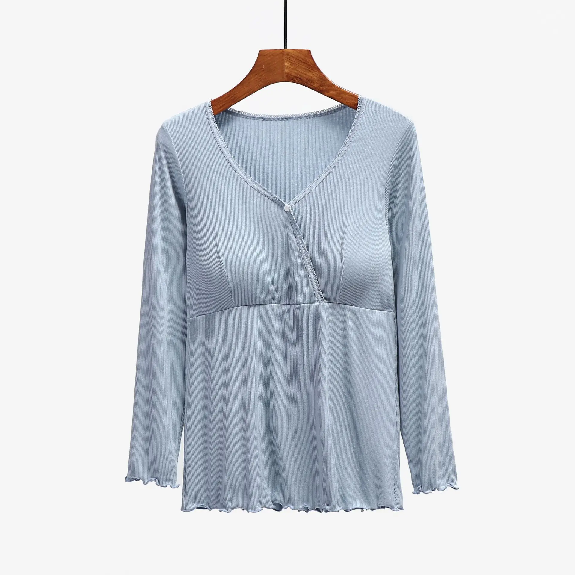 Yellow Long Sleeve V-Neck Nursing Top for Women