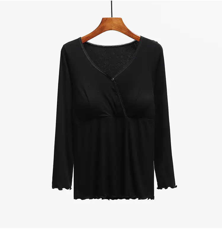 Yellow Long Sleeve V-Neck Nursing Top for Women