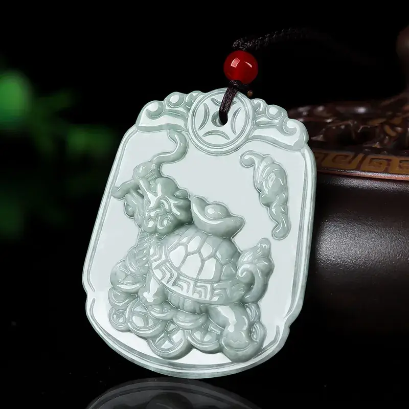 Jadeite Dragon Turtle Pendant for Men Women - Image 2