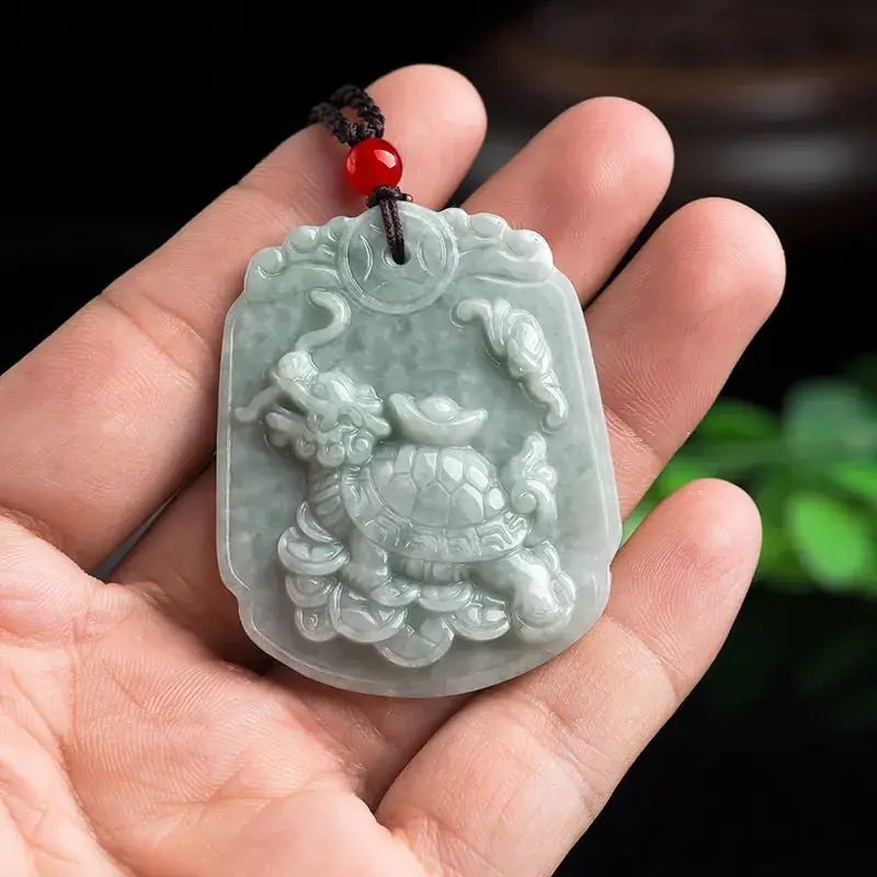 Jadeite Dragon Turtle Pendant for Men Women - Image 3