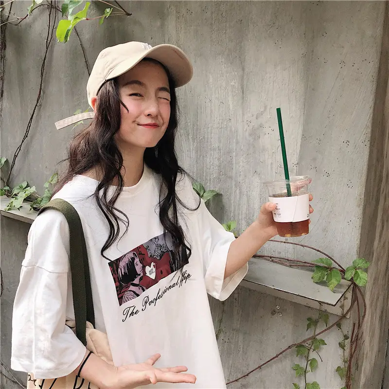 Women Loose Fit White T-Shirt 2025 Summer Harajuku Style — feature 17