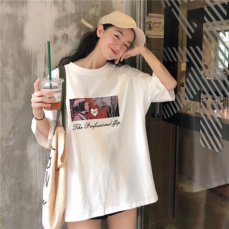 Women Loose Fit White T-Shirt 2025 Summer Harajuku Style — feature 2