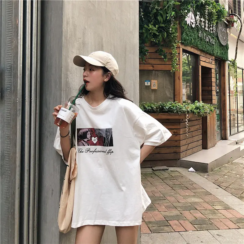 Women Loose Fit White T-Shirt 2025 Summer Harajuku Style — feature 27
