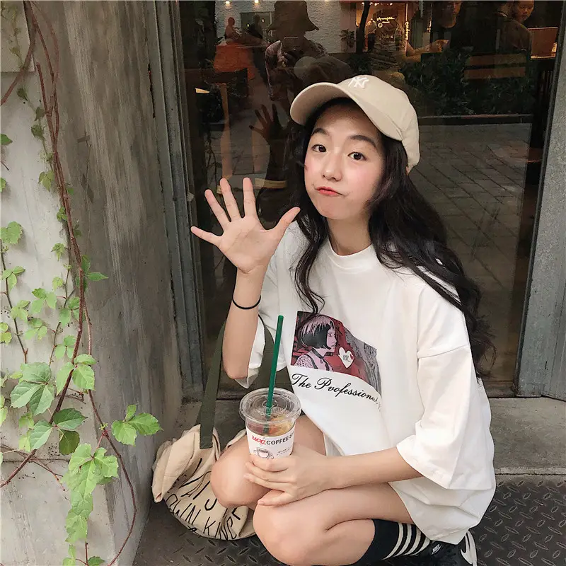 Women Loose Fit White T-Shirt 2025 Summer Harajuku Style — feature 30