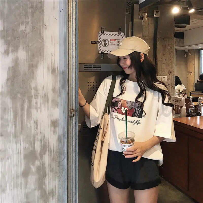 Women Loose Fit White T-Shirt 2025 Summer Harajuku Style — feature 32