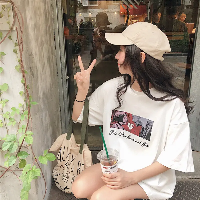 Women Loose Fit White T-Shirt 2025 Summer Harajuku Style — feature 35