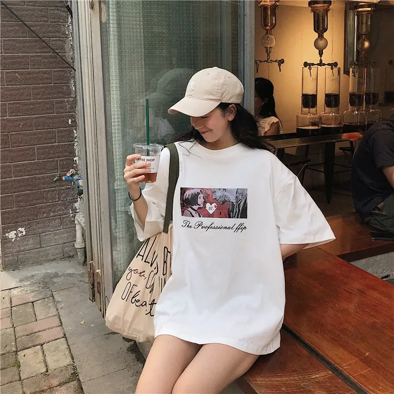 Women Loose Fit White T-Shirt 2025 Summer Harajuku Style — feature 36