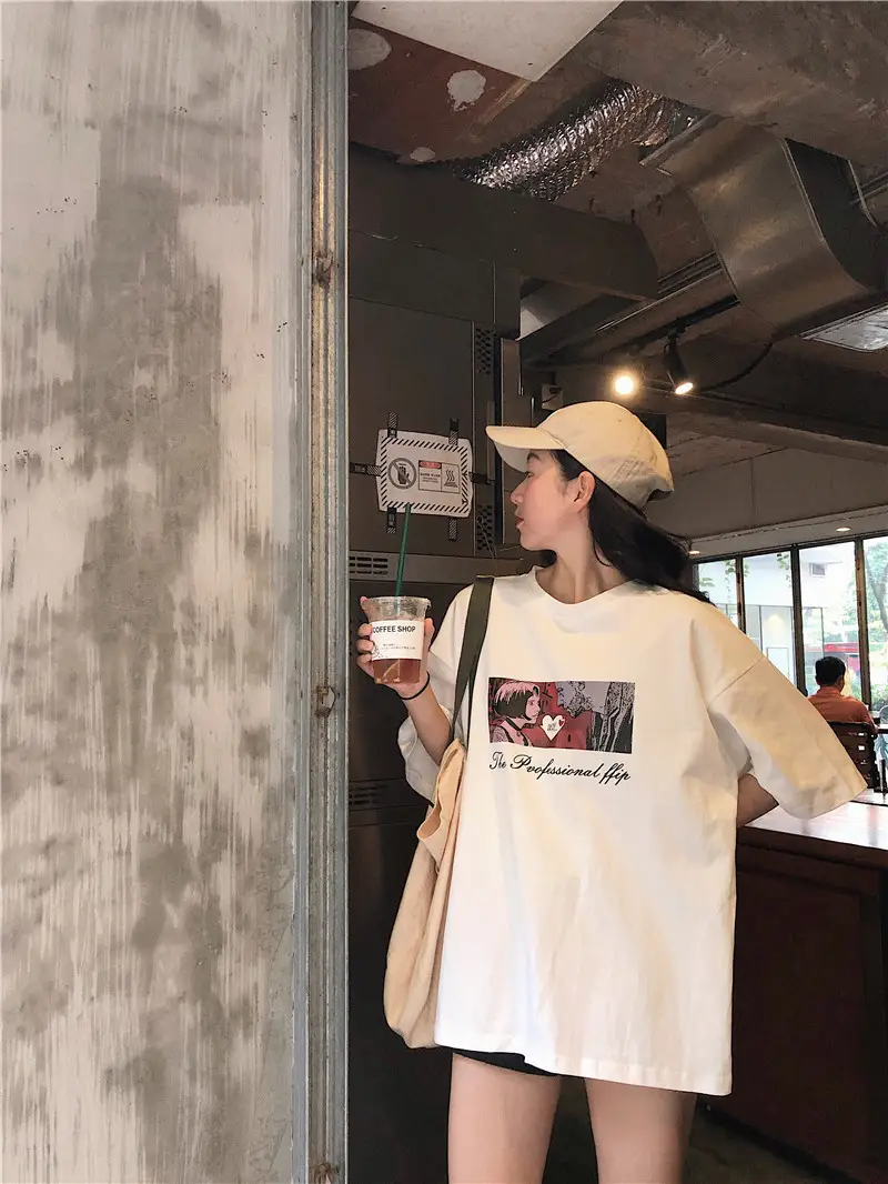 Women Loose Fit White T-Shirt 2025 Summer Harajuku Style — feature 37