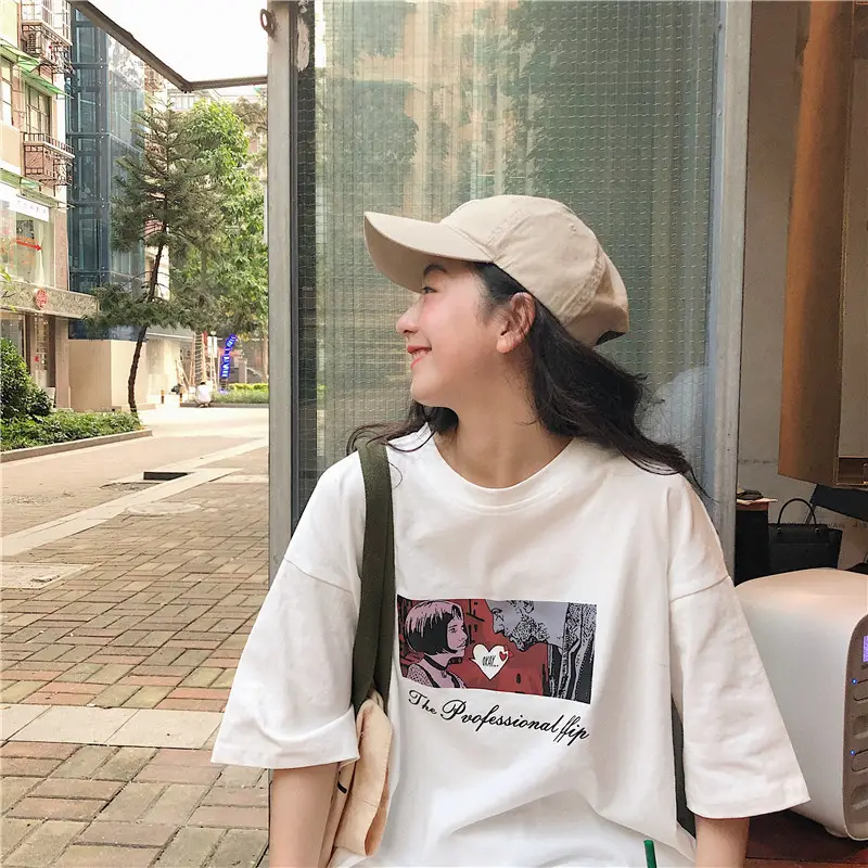 Women Loose Fit White T-Shirt 2025 Summer Harajuku Style — feature 38